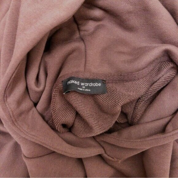 NWT Naked Wardrobe Keep It Chill Hooded Sweatshirt XS Chocolate Oversized Terry - Picture 4 of 11